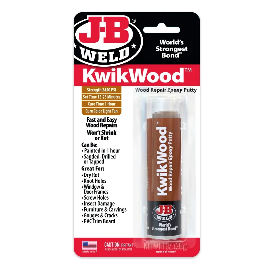 J-B Weld KwikWood wood repair epoxy putty stick packaging