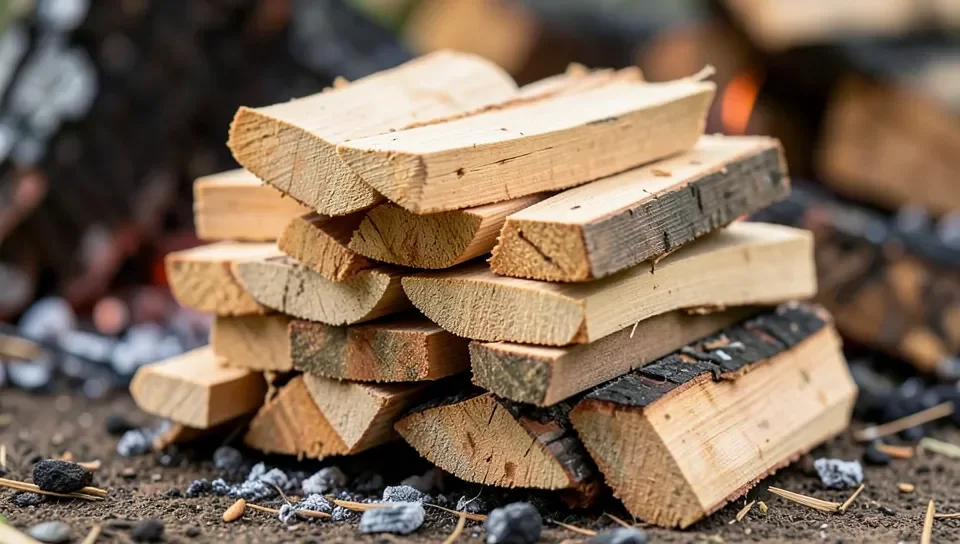 Properly sized kindling pieces ready for the fire