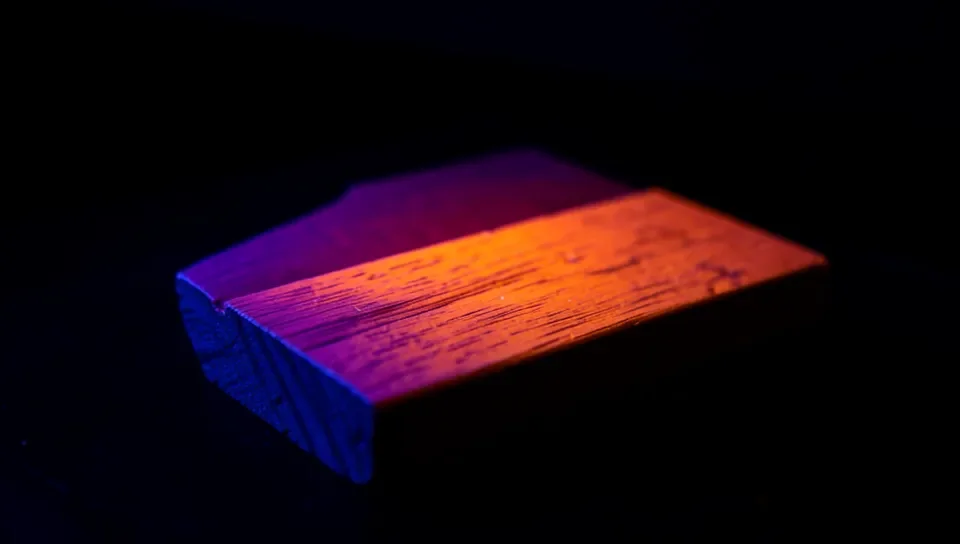 Genuine mahogany fluoresces a distinctive reddish-orange under UV light