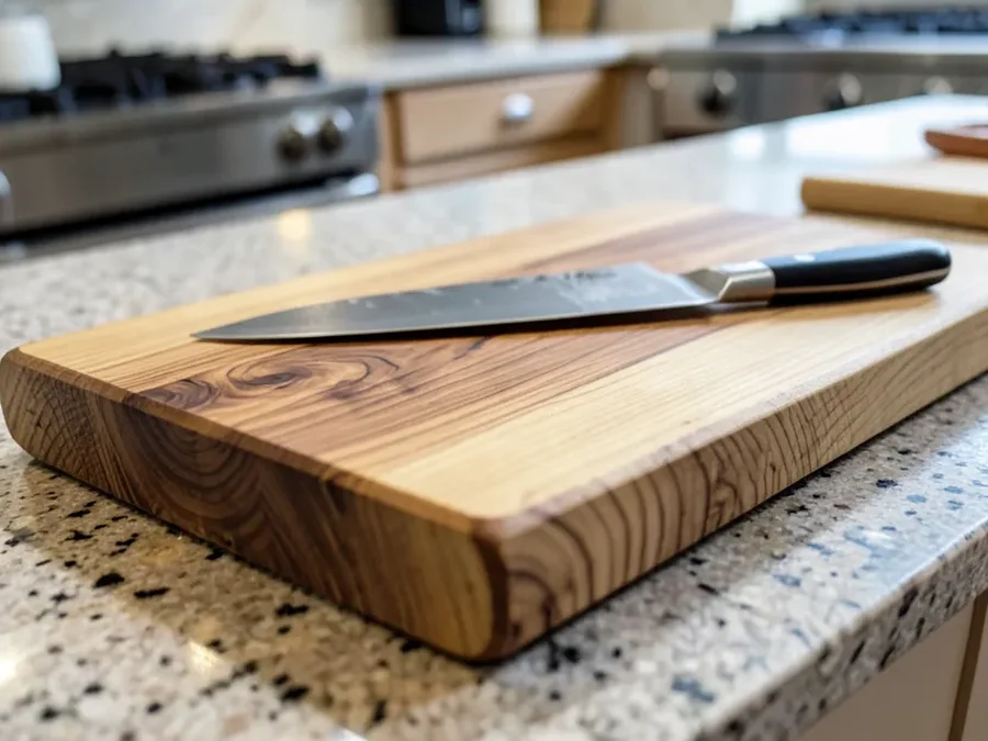 Thick end-grain maple cutting board, the recommended hardwood alternative to cedar