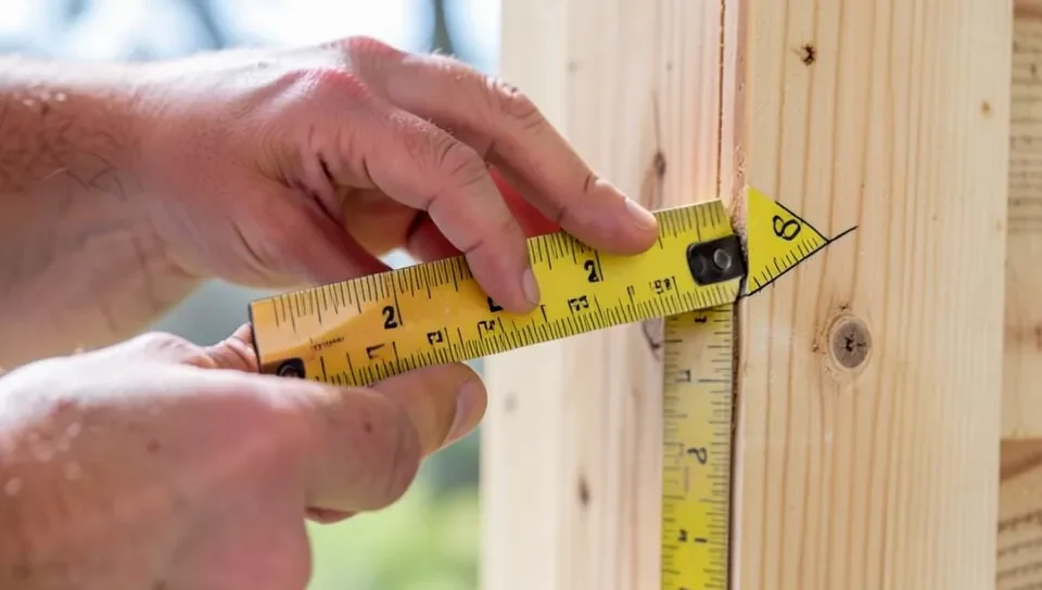 Marking a 45 degree angle on a wood stud with a speed square