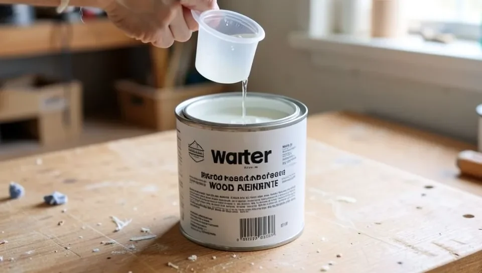 Measuring a small amount of water to thin polyurethane