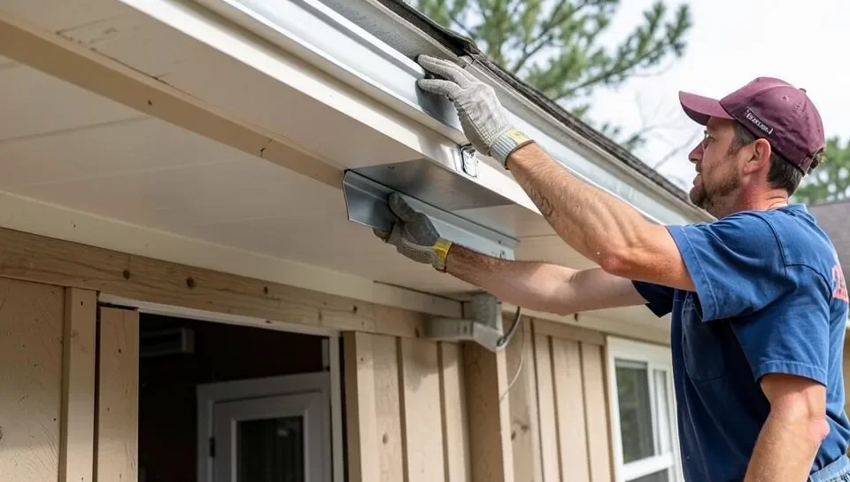 Installing metal soffit panel into J-channel