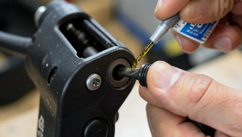 Applying a few drops of pneumatic tool oil into the air inlet