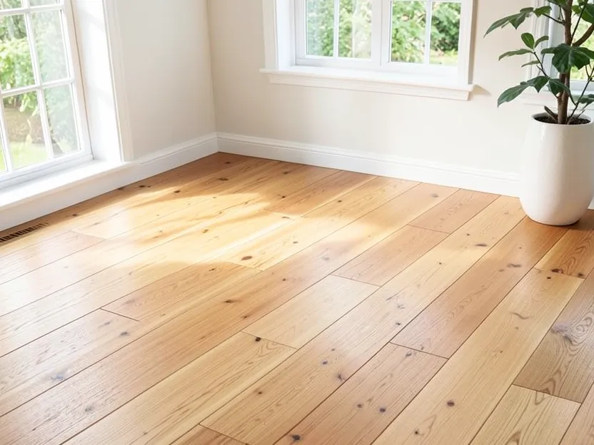Pine wood flooring installed in a room