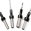 Adjustable depth round shank tapered countersink drill bit set
