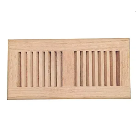 Razo Red Oak Wood Drop in Floor Register Vent Cover, Surface Mount Vent, 4x10 Inch (Duct Opening), 3/4 Inch Thickness, Unfinished