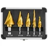IRONANT 5-piece titanium step drill bit set with aluminum case