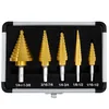 5-piece titanium step drill bit set for metal aluminum wood and plastic