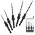 5-Pc HSS Adjustable-Depth Tapered Countersink Set (1/4in Hex Shank)