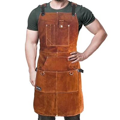 FIGHTECH leather welding and woodworking shop apron with 11 tool pockets