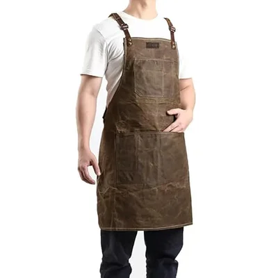 Midkit 8oz waxed canvas apron for woodworkers with 5 tool pockets