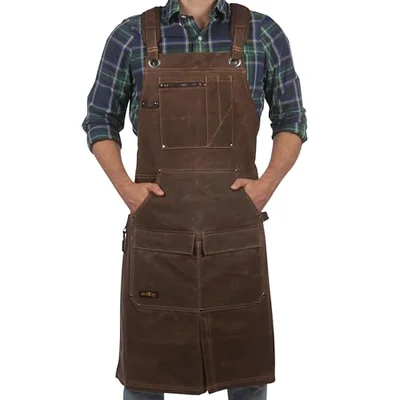 ecoZen 16oz waxed canvas work apron with pockets