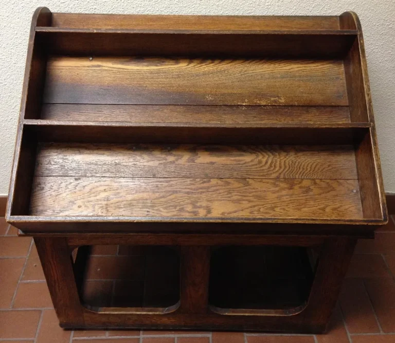 Solid wood furniture piece with visible grain and a dark finish