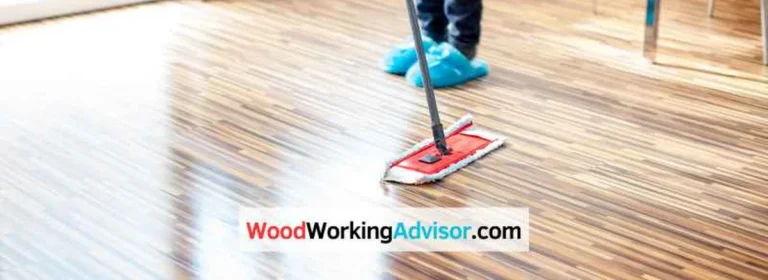 Mopping an unfinished wood floor with a barely-damp flat mop