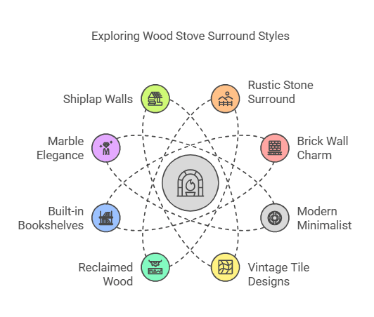 10 Beautiful Wood Stove Surround Ideas