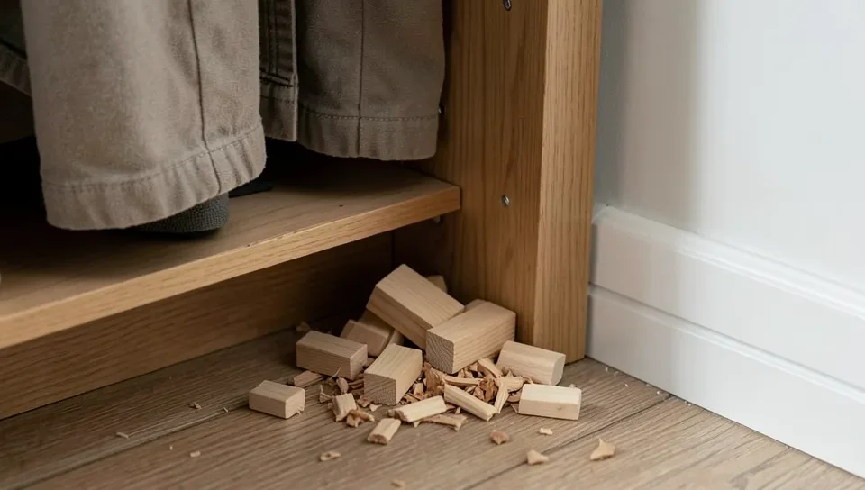 Cedar blocks placed in a closet, a common way to use cedar's scent indoors