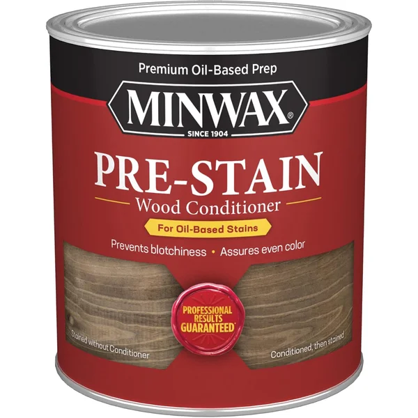 Minwax pre-stain wood conditioner for even stain absorption