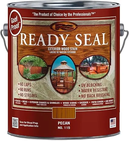Ready Seal Exterior Wood Stain and Sealer, Pecan, 1 Gallon can