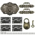 Retro engraved jewelry box hinge, hasp catch, handle and lock set