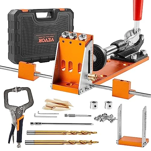 VEVOR pocket hole jig kit with C-clamp and drill bits