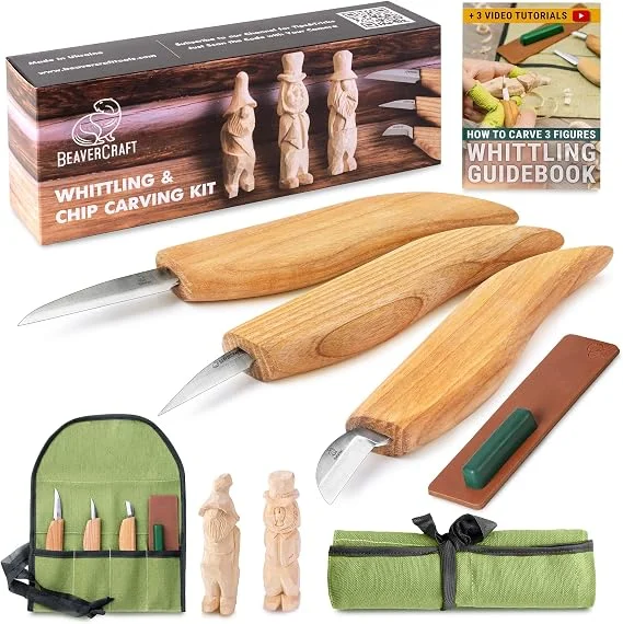 BeaverCraft S15 whittling knife kit with strop and compound