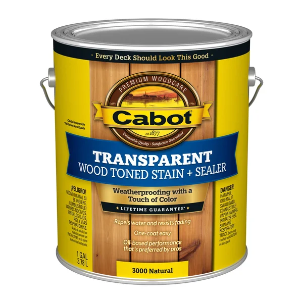 Cabot Wood Toned Stain and Sealer gallon can, natural