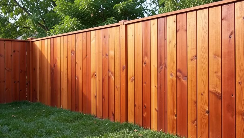 Cedar wood privacy fence in a backyard