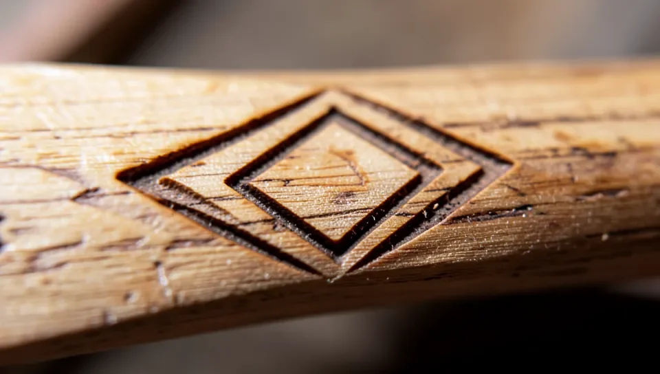 A chip-carved diamond pattern is one of the most common beginner stick-carving designs