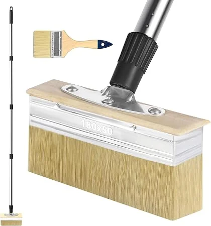 Deck stain brush with 60 inch long handle applicator kit