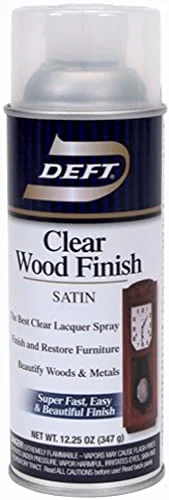 Deft clear wood finish satin lacquer aerosol spray can