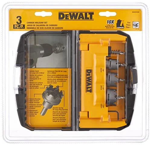 DEWALT DWACM1802 3-piece metal cut carbide hole saw set in case