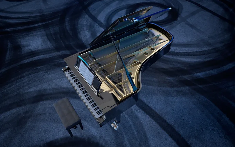 Black grand piano keys made from ebony wood Black grand piano keys made from ebony wood