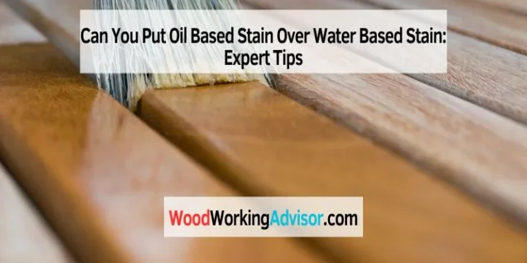 Applying oil based stain over a deck board with a brush