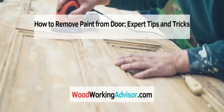 Sanding old paint off a wood door with a power sander