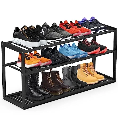 Jripae 3-tier stackable bamboo shoe rack