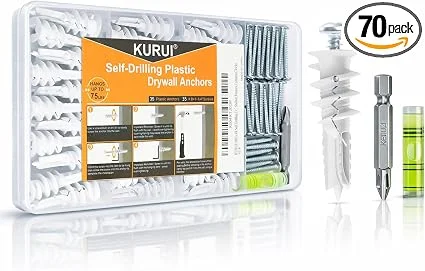 KURUI heavy-duty self-drilling drywall anchors and screws kit