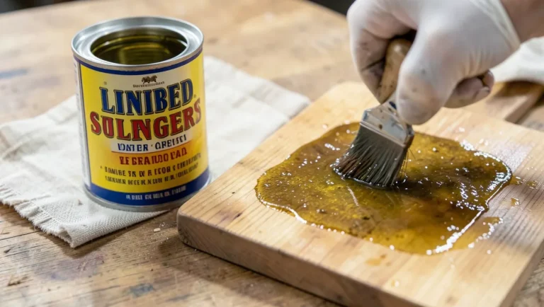 Applying linseed oil to a wood board with a rag