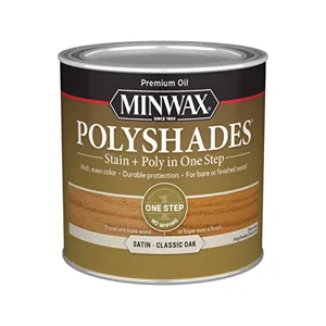 Minwax PolyShades Wood Stain + Polyurethane Finish – ½ Pint, Classic Oak, Satin