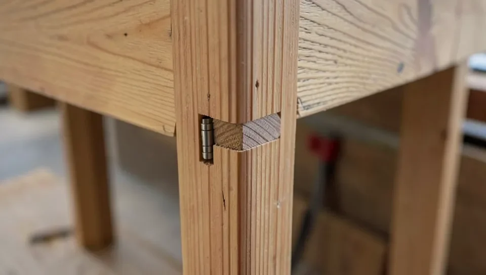 Mortise and tenon joint connecting a table leg to an apron