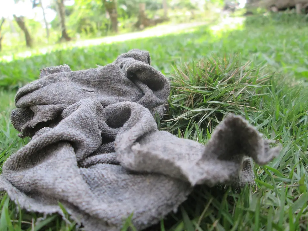 Close-up of rough cloth rags used as shop rags