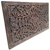 Asiana carved teak wood wall relief panel sculpture