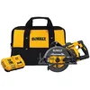 Cordless battery-powered worm-style circular saw kit