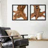 JOLLYMER live edge teak wood wall decor 2 pack black frame