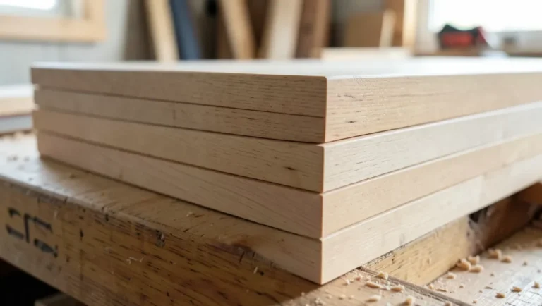 Stack of smooth S4S surfaced lumber boards with square edges