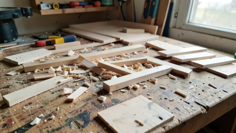 Sorting scrap wood offcuts for a DIY project