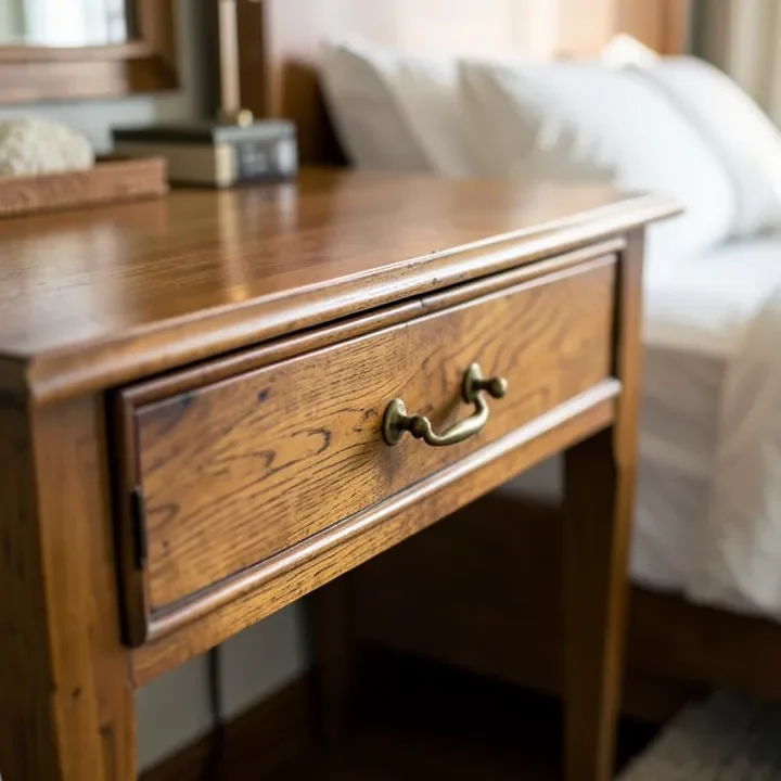 Teak wood dressing table with drawers and brass handles Teak wood dressing table with drawers and brass handles