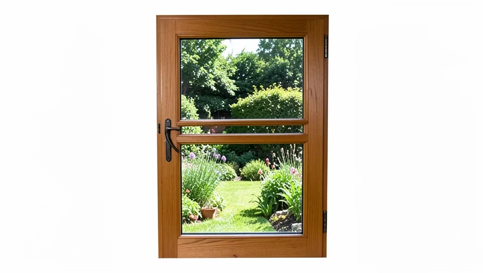Teak wood Dutch door with split top and bottom halves