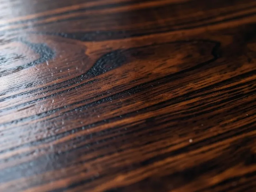 Close-up of dark chocolate brown black walnut wood grain