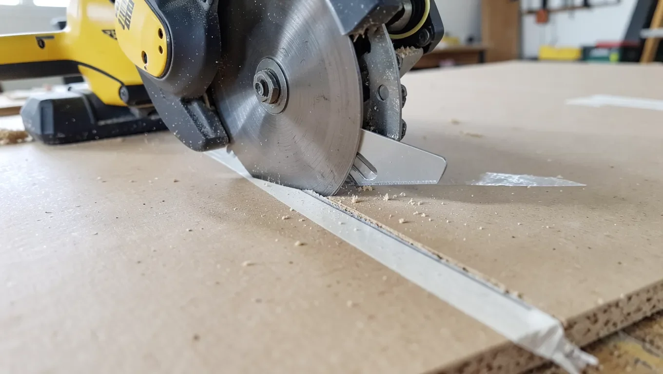 Cutting MDF along masking tape to prevent chipping